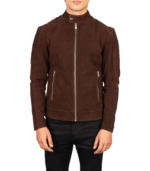 Fernando Quilted Brown Suede Biker Jacket - Image 5