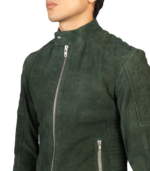 Fernando Quilted Green Suede Biker Jacket - Image 5