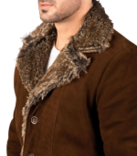 Furlong Brown Suede Leather Coat - Image 5