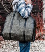 Greyish Wood Carrier With Black Strips - Image 5