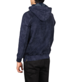 Kenton Hooded Blue Suede Pullover Jacket - Image 5