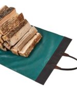 Large Leather Canvas Wood Carrying Bag - Image 5