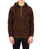 Kenton Hooded Mocha Suede Pullover Jacket - Image 5