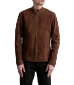 Zen Brown Suede Biker Jacket - Image 5