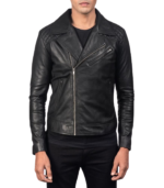 Danny Quilted Black Leather Biker Jacket - Image 5