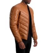 Travis Tan Leather Puffer Jacket - Image 5