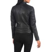 Adalyn Quilted Black Leather Biker Jacket - Image 5