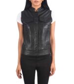 Women's Moto Black Leather Vest ? Sonja - Image 6