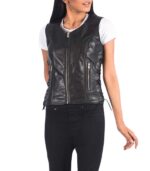 Vanda Black Leather Biker Vest - Image 6