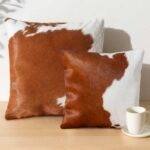 Brown and White Cowhide Pillow