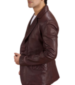 Radaron Quilted Maroon Leather Blazer - Image 6