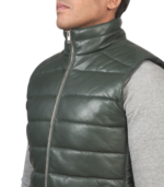 Reeves Green Leather Puffer Vest - Image 6