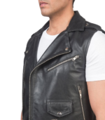 Sullivan Black Leather Biker Vest - Image 6
