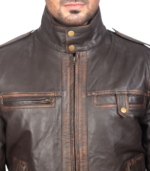 Glen Street Brown Leather Bomber Jacket - Image 6