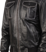 Aaron Black Leather Bomber Jacket - Image 6