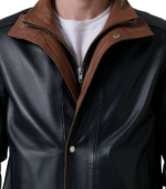 Alfred Black Leather Bomber Jacket - Image 6