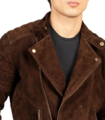 Faisor Mocha Suede Biker Jacket - Image 6