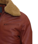 Mens Camel Brown Bomber Leather Jacket - Image 6