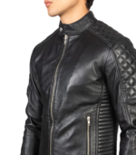 Fernando Quilted Black Leather Biker Jacket - Image 6