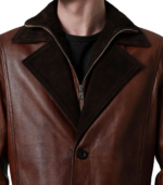 Charlton Waxed Brown Leather Single Breasted Coat - Image 6