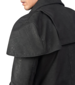 Classic Distressed Black Leather Duster - Image 6