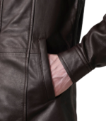 Connor Maroon Leather Coat - Image 6