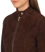Kelsee Mocha Suede Biker Jacket - Image 6