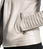 Ice Maiden Silver Quilted Leather Biker Jacket - Image 6