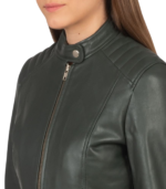 Kelsee Green Leather Biker Jacket - Image 6