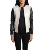 Cole Silver Leather Bomber Jacket - Image 6