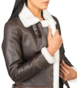 Sherilyn B-3 Brown Leather Bomber Jacket - Image 6