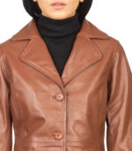 Alexis Brown Single Breasted Leather Coat - Image 6