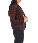 Avery Brown Suede Bomber Jacket - Image 6