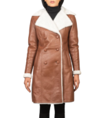 Amie Brown Double Breasted Shearling Coat - Image 6