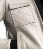 Women's Silver Leather Bomber Jacket – Tove - Image 6