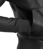 Luna Black Hooded Leather Bomber Jacket - Image 6