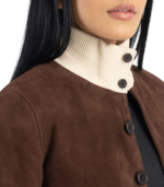 Sasha A1 Mocha Suede Bomber Jacket - Image 6
