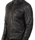 Gatsby Black Leather Biker Jacket - Image 6