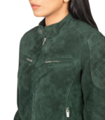 Women's Green Suede Bomber Jacket – Yrsa - Image 6