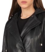 Fixon Hooded Black Trench Coat - Image 6