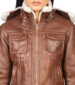Fiona Brown Hooded Shearling Leather Jacket - Image 6