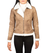 Sherilyn B-3 Distressed Brown Leather Bomber Jacket - Image 6