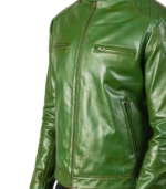 Gatsby Green Leather Biker Jacket - Image 6