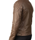 Gatsby Mocha Leather Biker Jacket - Image 6