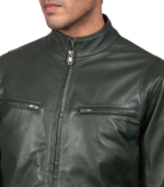 Ionic Green Leather Biker Jacket - Image 6