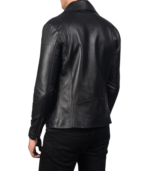 Noah Black Leather Biker Jacket - Image 6