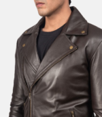 Noah Brown Leather Biker Jacket - Image 6