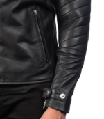 Raiden Black Leather Biker Jacket - Image 6
