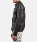 Rustic Brown Leather Biker Jacket - Image 6