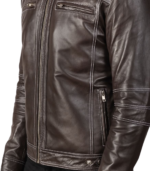 Men's Brown Leather Biker Jacket - Rolf - Image 6